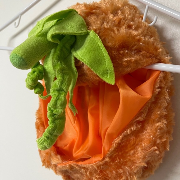 Pumpkin toddler costume/Med/18 mo old wore 2h/Hat/velcro/elastic/plush/non smo - Picture 11 of 15